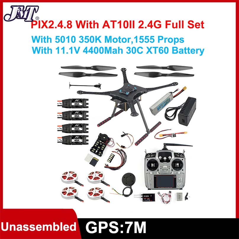 

JMT DIY S600 600 мм колесная база 1555 15-дюймовый пропеллер 5010 350 кВ дисковый двигатель APM2.8/PIX2.4.8 контроллер полета 7 м GPS с компасом