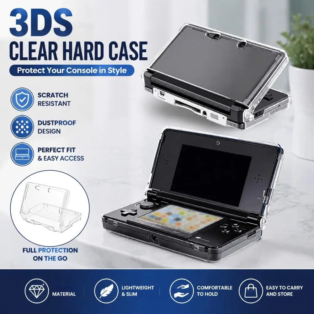 Clear Protective Case Cover For Nintendo 3DS Crystal Gaming Console Shell Skin Screen Protector