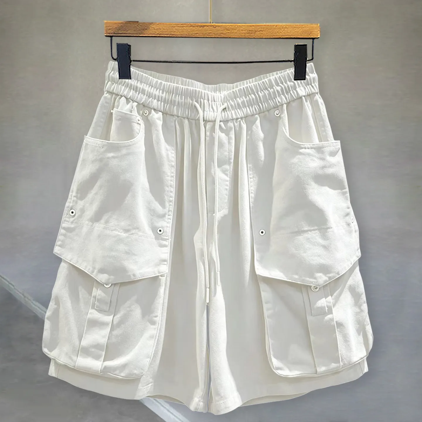 Pantalones Cortos Casuales de Verano para Hombre, Talla Grande (hasta 300 Libras), Estilo Coreano, Diseño Multibolsillos, Corte Holgado, Tipo Bermuda