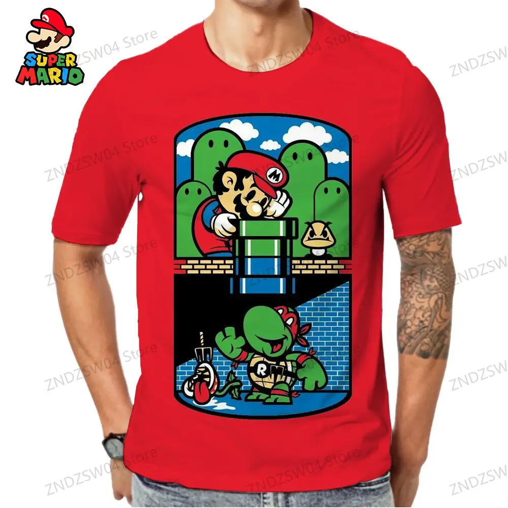 Super Mario Oversize Parent-child Wear Short Sleeve 2024 Quick Dry Men's Children's T-Shirt Fashion Anime Tops Harajuku Style