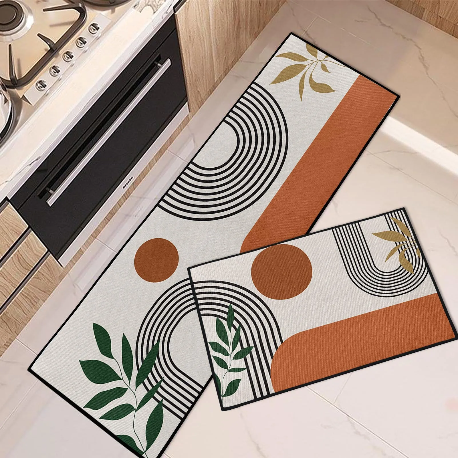 VIKAMA Machine-Washable Kitchen Rug Anti-Fatigue Corridor Passageway Laundry Room Water-Absorbing Door Mat Home Decoration