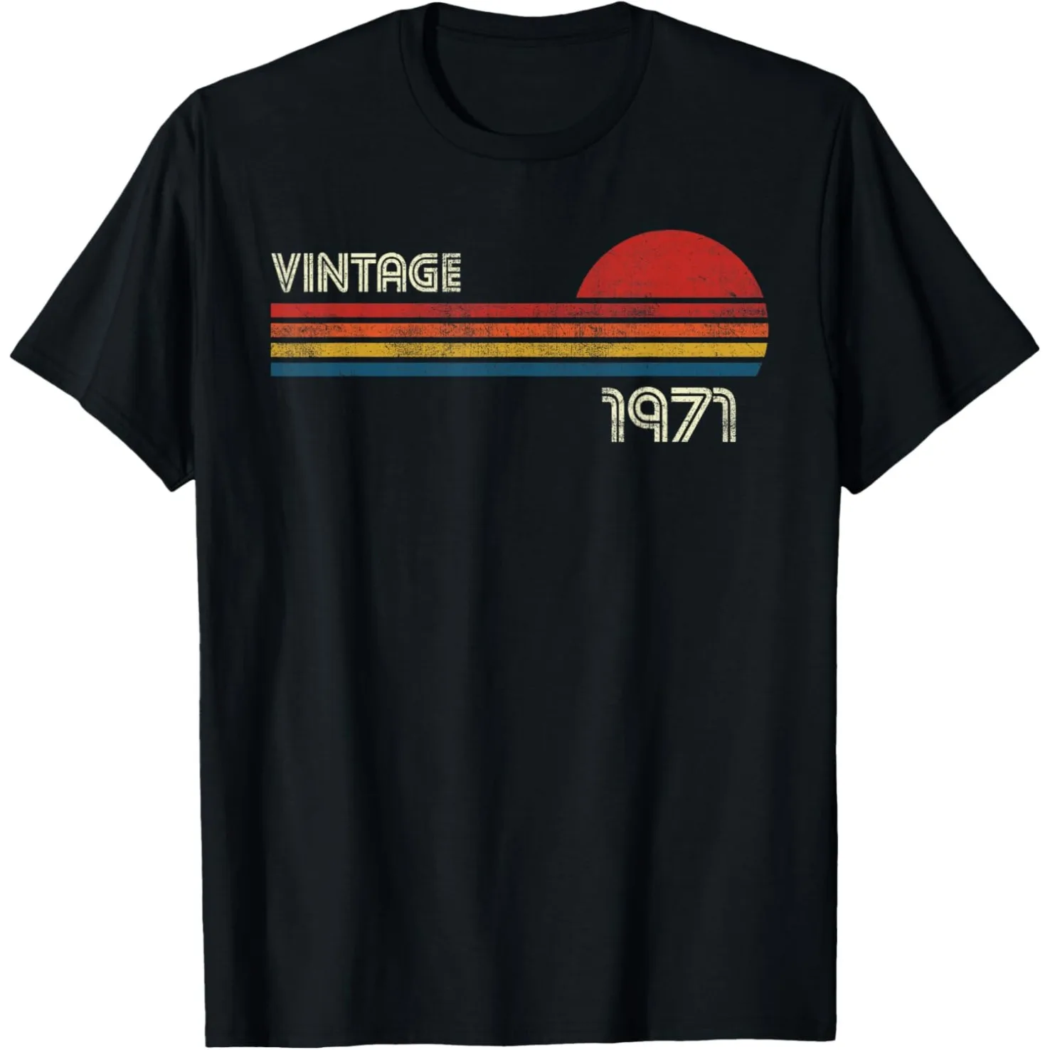 Vintage 1971 Chest Stripe Geburtstags-T-Shirts für Männer und Frauen, reine Baumwolle, Humor, Streetwear, kurzärmelig, Unisex, lockere Kleidung – Detail 2