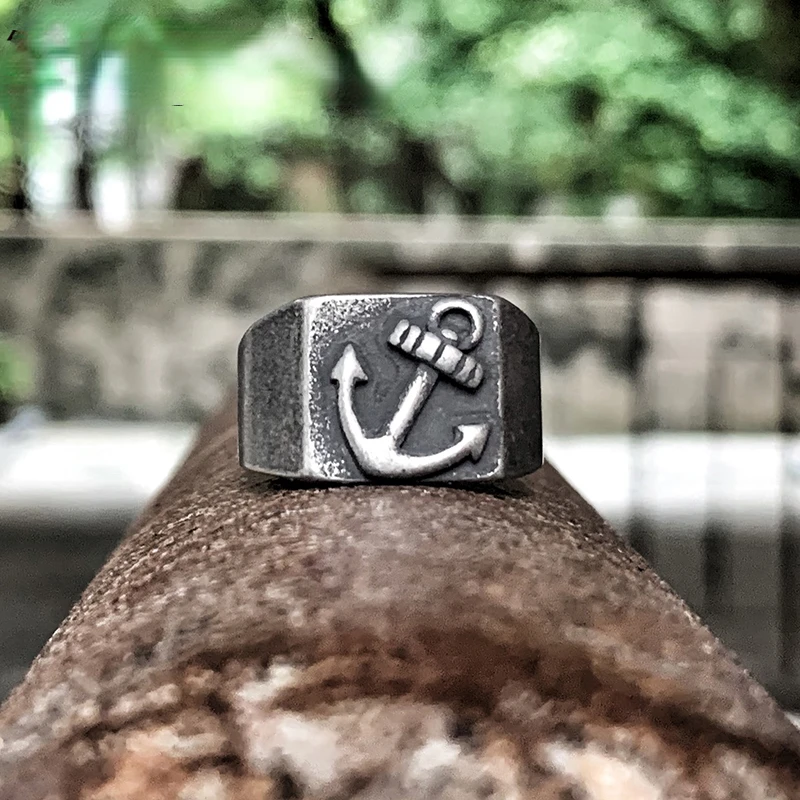 

Christmas 2024 Rudder Anchor Ring 316L Stainless Steel Jewelry Spade Punk Finger Ring 2020 trend Party Biker Anchor Ring OSR614