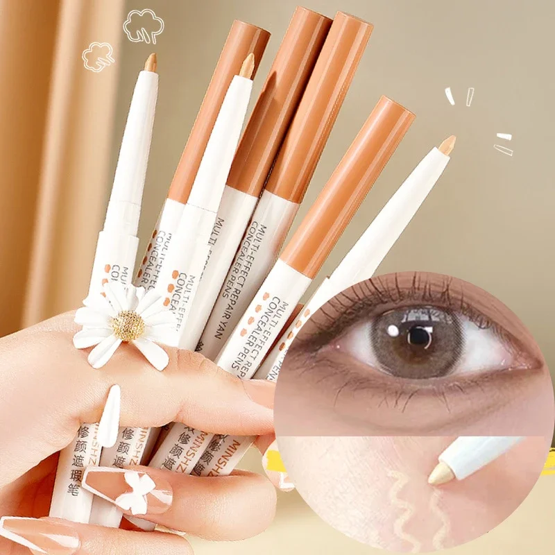 Concealer Silkworm Pen Stick Natural Color Moisturizing Concealer Pencil Cover Spot Dark Circles Pores Waterproof Face Makeup