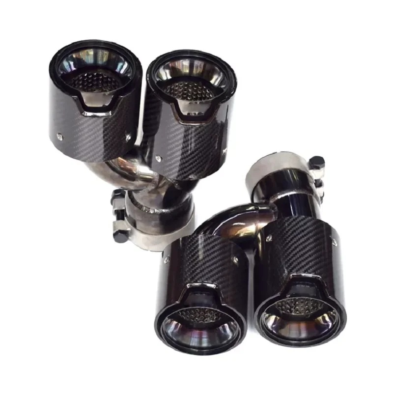 

CUSTOM Car Black Carbon Fiber Dual Exhaust Tip For BMW 5 Series Car Pipe HMD