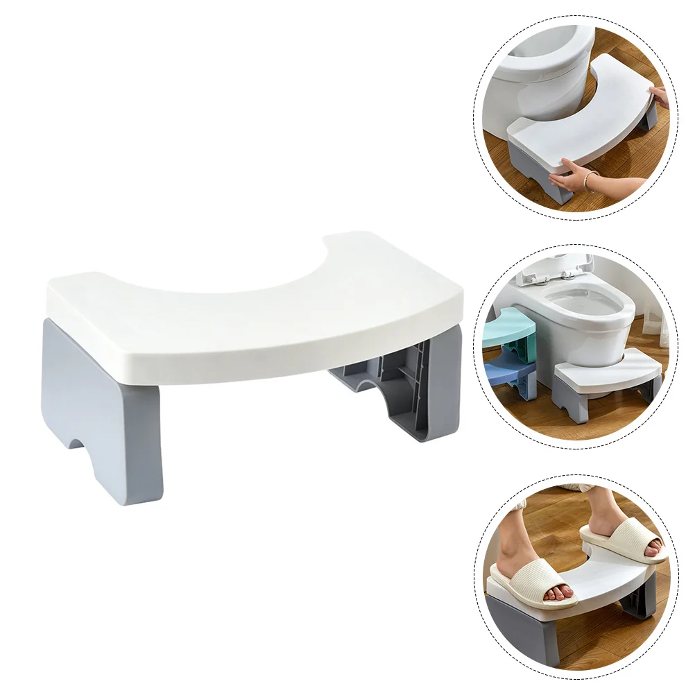 Foldable Toilet Stool Step Bedpan Bathroom Supply Heighten Squatting White Plastic Footstool Chair Child