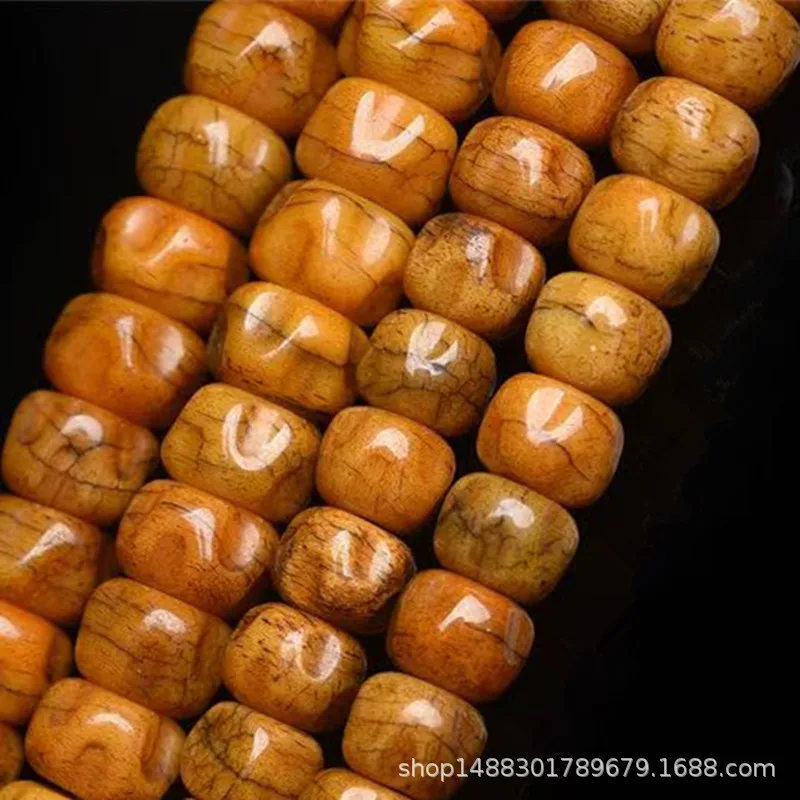 Hand-carved cow bone beads 108 beads Buddhist prayer beads long string, Tibetan ethnic style for display and enjoyment