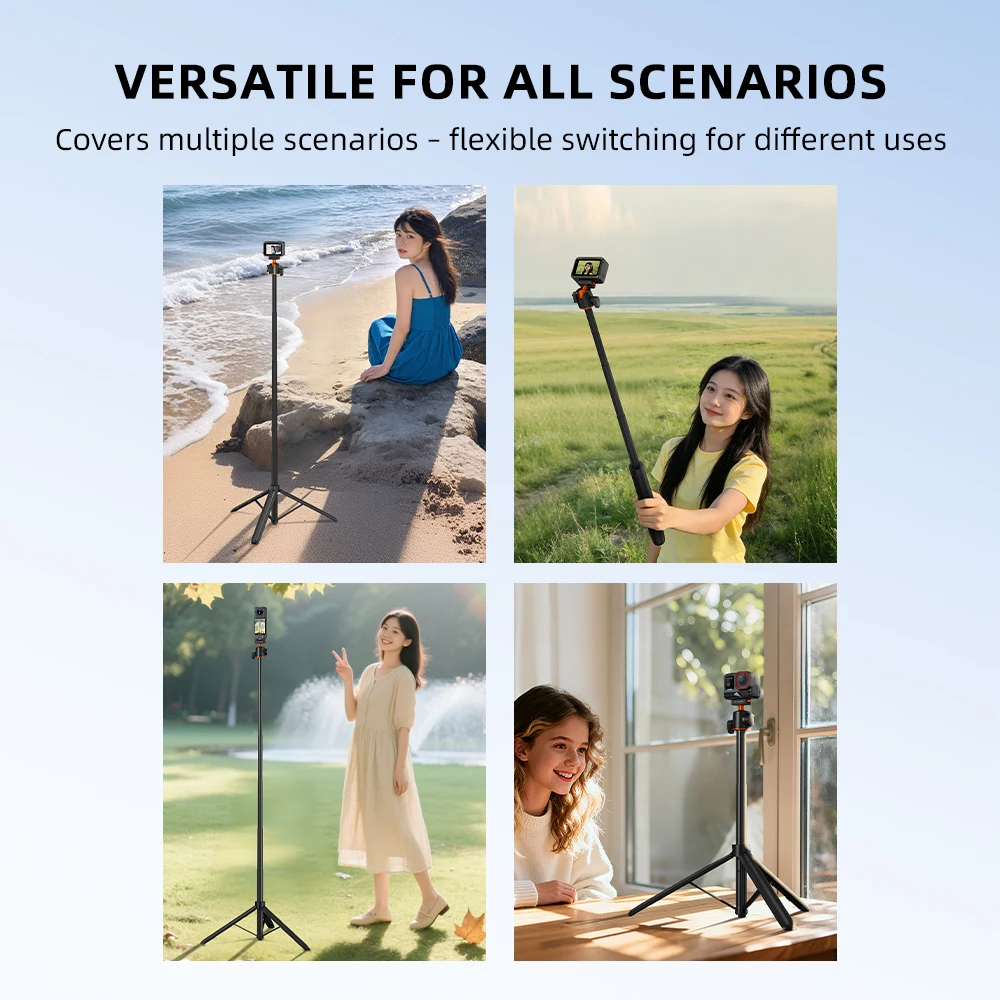 Flymile Stativ für Insta360 X6/X5/Ace Pro 2 Kamera Schnellwechselhalterung Stativ Selfie-Stick 140CM Verstellbarer Ausziehbarer Stab – Detail 13