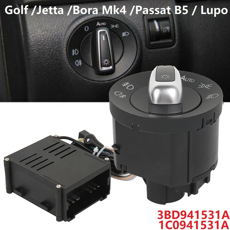 Car Auto Headlight Sensor Head Light Lamp Switch+Control Module For Transporter Multivan Jetta Mk4 3BD941531A 1C0941531A