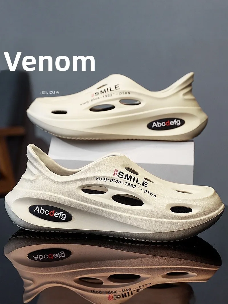 

Men's Summer Coconut Hole Slippers Casual Sports Beach Shoes Anti-Slip Odor-Resistant Low-Top Driving Sandals Comfortable Fee...