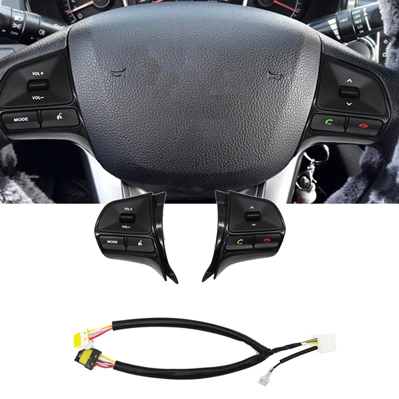 Car Multifunction Steering Wheel Button Control Volume Switch For KIA K2 Rio 2011-2016 Gloss Black