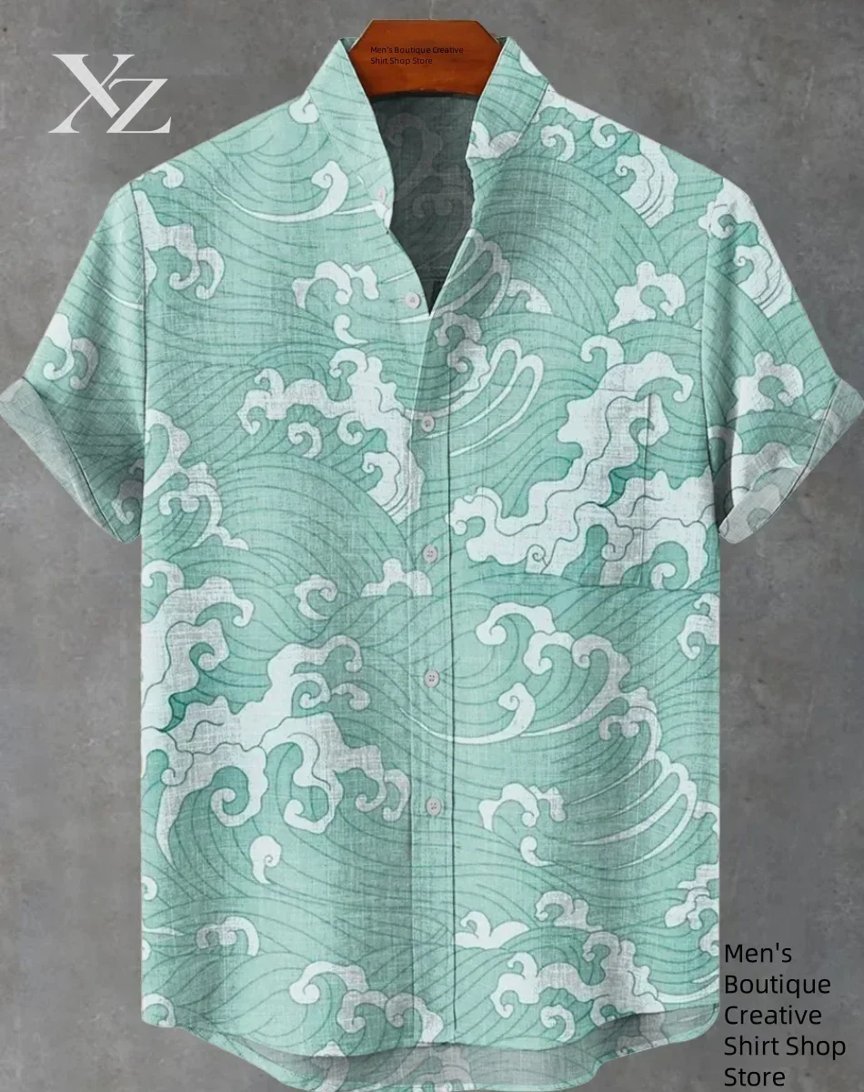 Men's Striped Hawaiian Shirt Casual Short Sleeve Top Loose Clothing Fashion Vintage Summer Shirt Fast Shipping