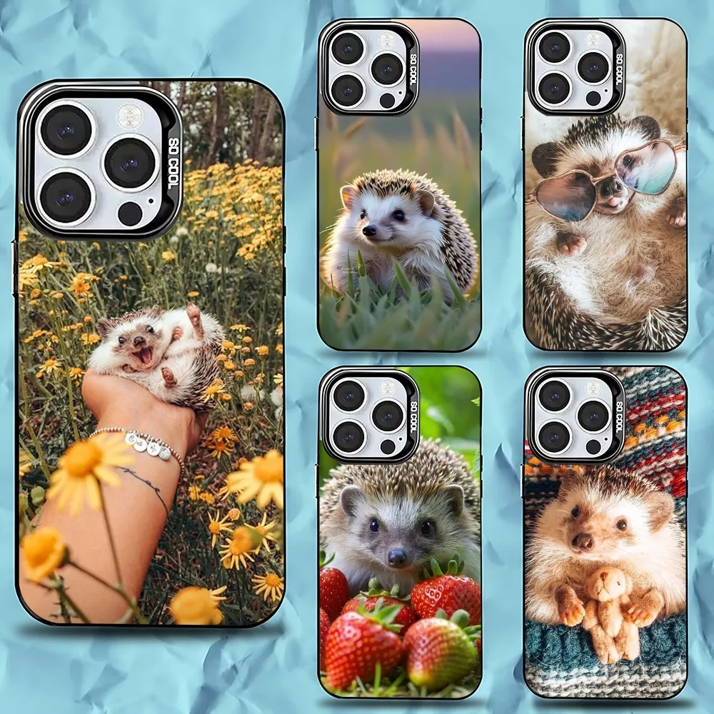 

Cute Animal Hedgehog Phone Case For iPhone 16,15,14,13,12,11,Pro,Max,Plus,Mini,XS,SE Anti Fall Black Matte Hard Bumper