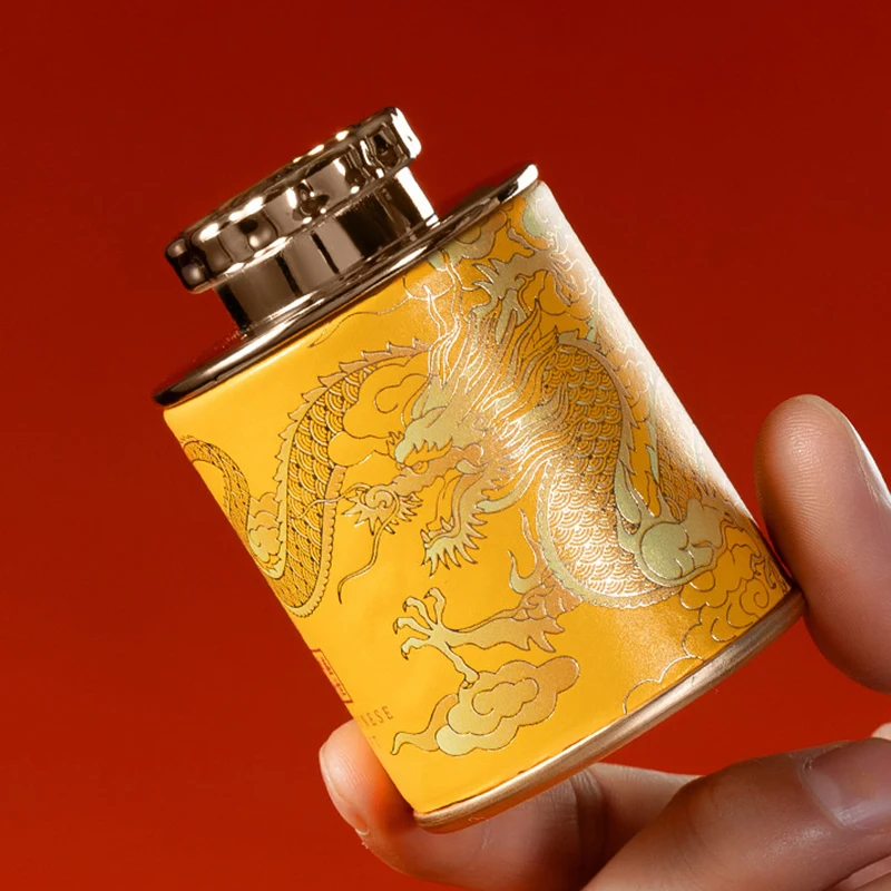 ●Dragon Mini Empty Tea Tin Can Household Green Black Tea Sealed Jar Portable Travel Small Tea Packaging Box Paper Storage Can