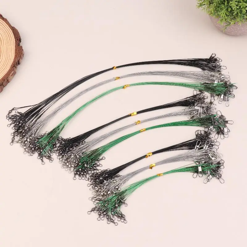 20Pcs Anti Bite Steel Fishing Line Steel Wire Leader With Swivel Fishing Accessory Lead Core Fishing Wire 15/20/30CM