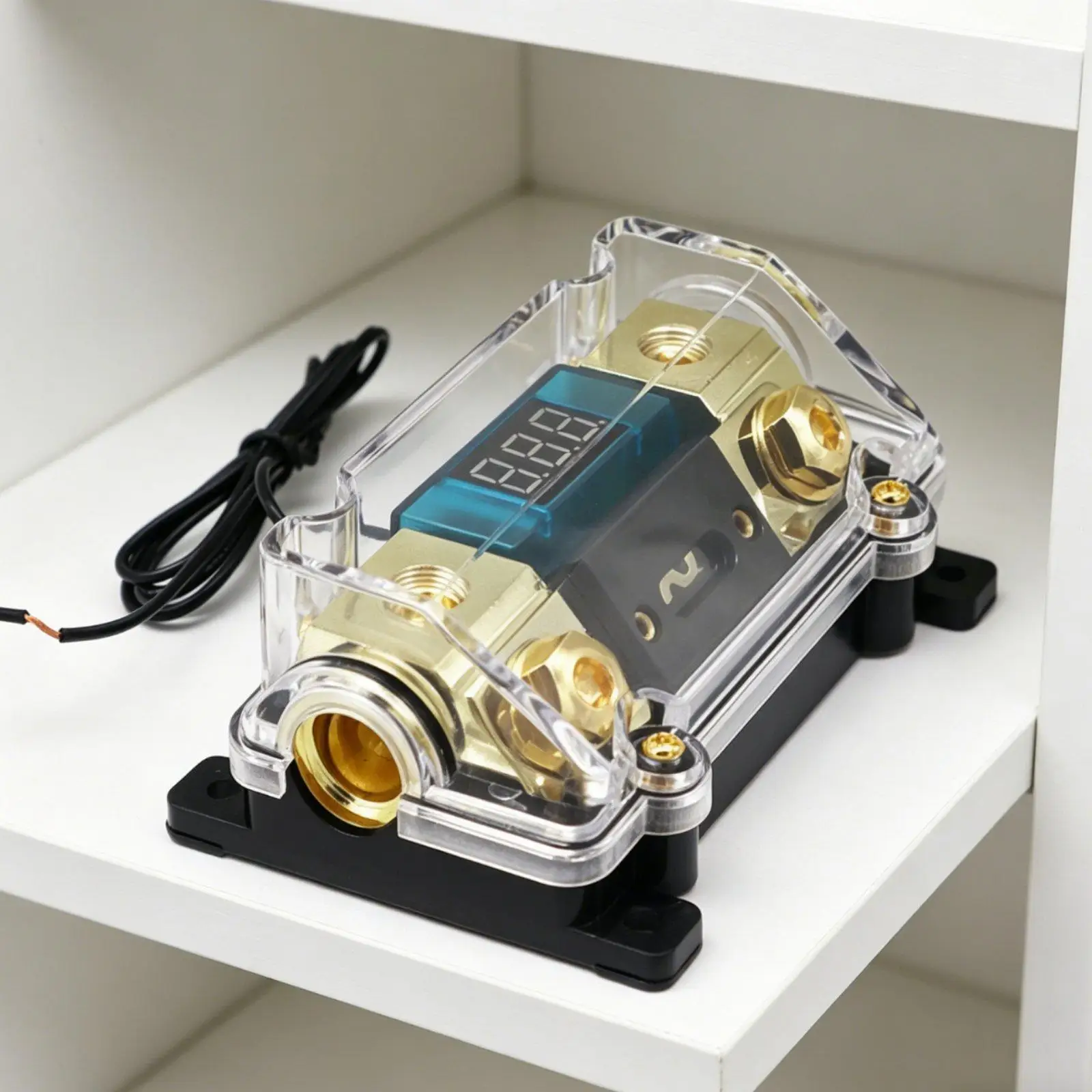 Automotive Fuse Holder Dustproof Cover Digital Display Circuit Protector Zinc Alloy Terminal for Car Audio Amp Management