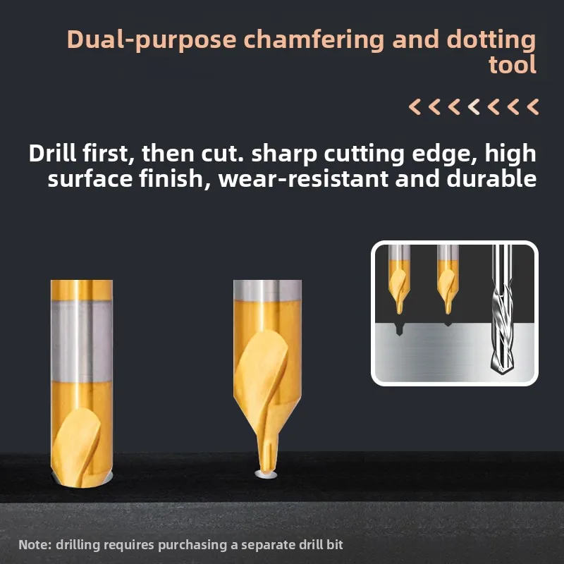 

Hongfeng 60° Center Drill, Titanium-Coated Center Drill Full Ground HSS Spiral Coated Center Drill / Spotting Drill A1 - A6