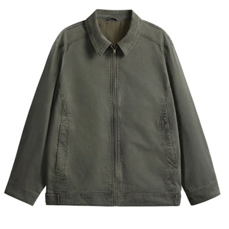 

Retro American Workwear Jaet Men's Casual Loose Pure Cotton Outdoor Pilot Top Zipper Decorative Worn-In
