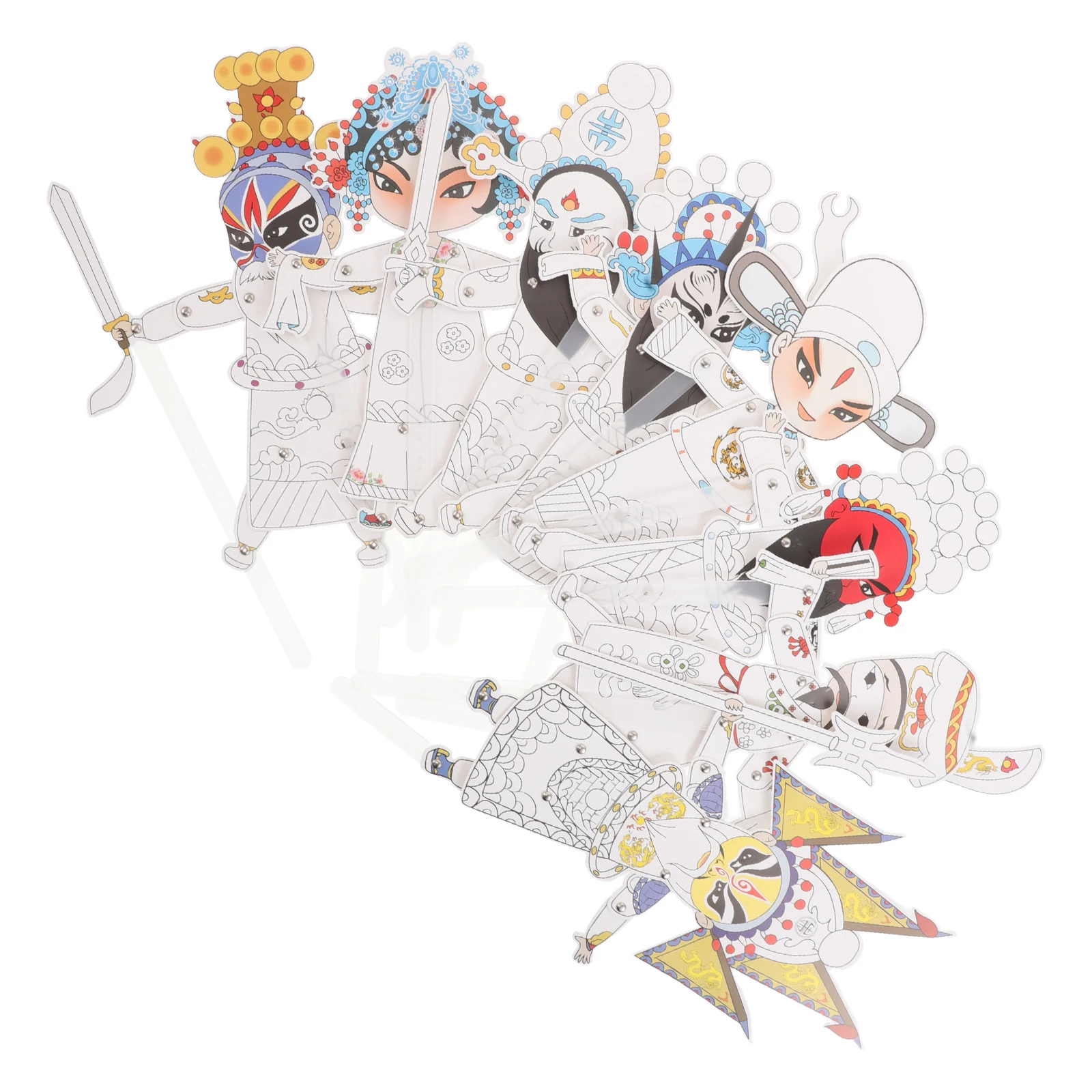 8 шт., китайский теневой кукольный набор для рукоделия, сделай сам, набор раскрасок для пекинской оперы для культурного искусства, творческая активность