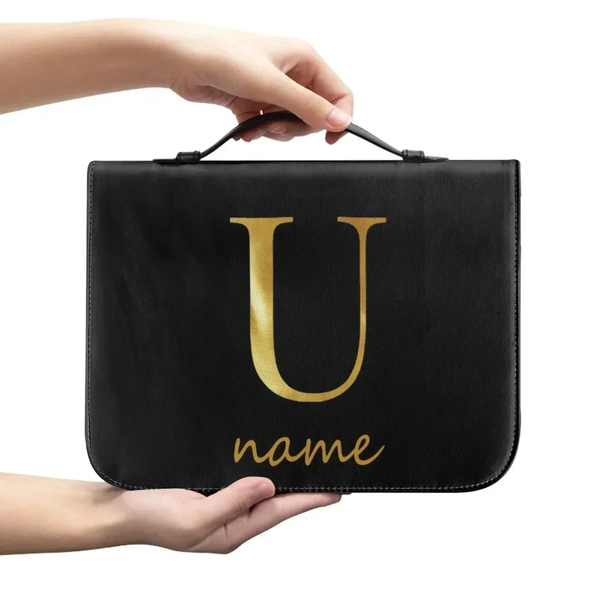 Uppercase Letter Printed Bible Cover Case Women New Handbags Zipper Handle Bible Bag Custom Name Study Book Holy Storage Bag