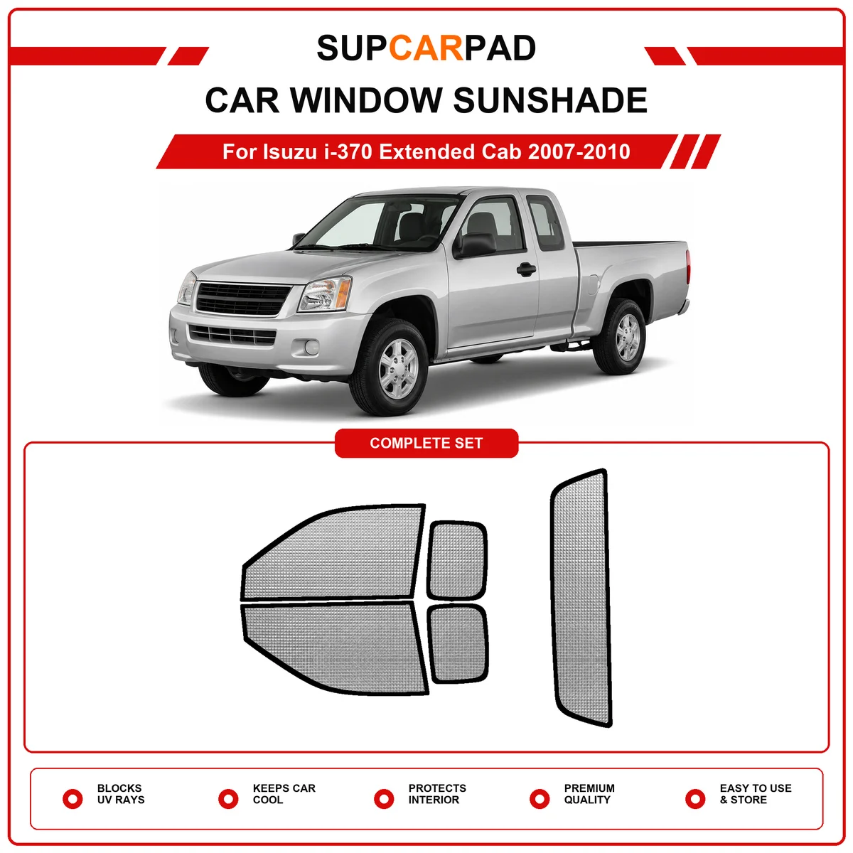 For Isuzu i-370 Extended Cab 2007-2010 Pre‑Cut Auto Window Sunshade Anti‑UV Car Sun Visor Protector
