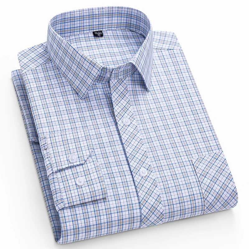 New in shirt 100%cotton thin plaid long-sleeve shirts for men slim fit formal plain shirt fashion korean elegants casual clothes