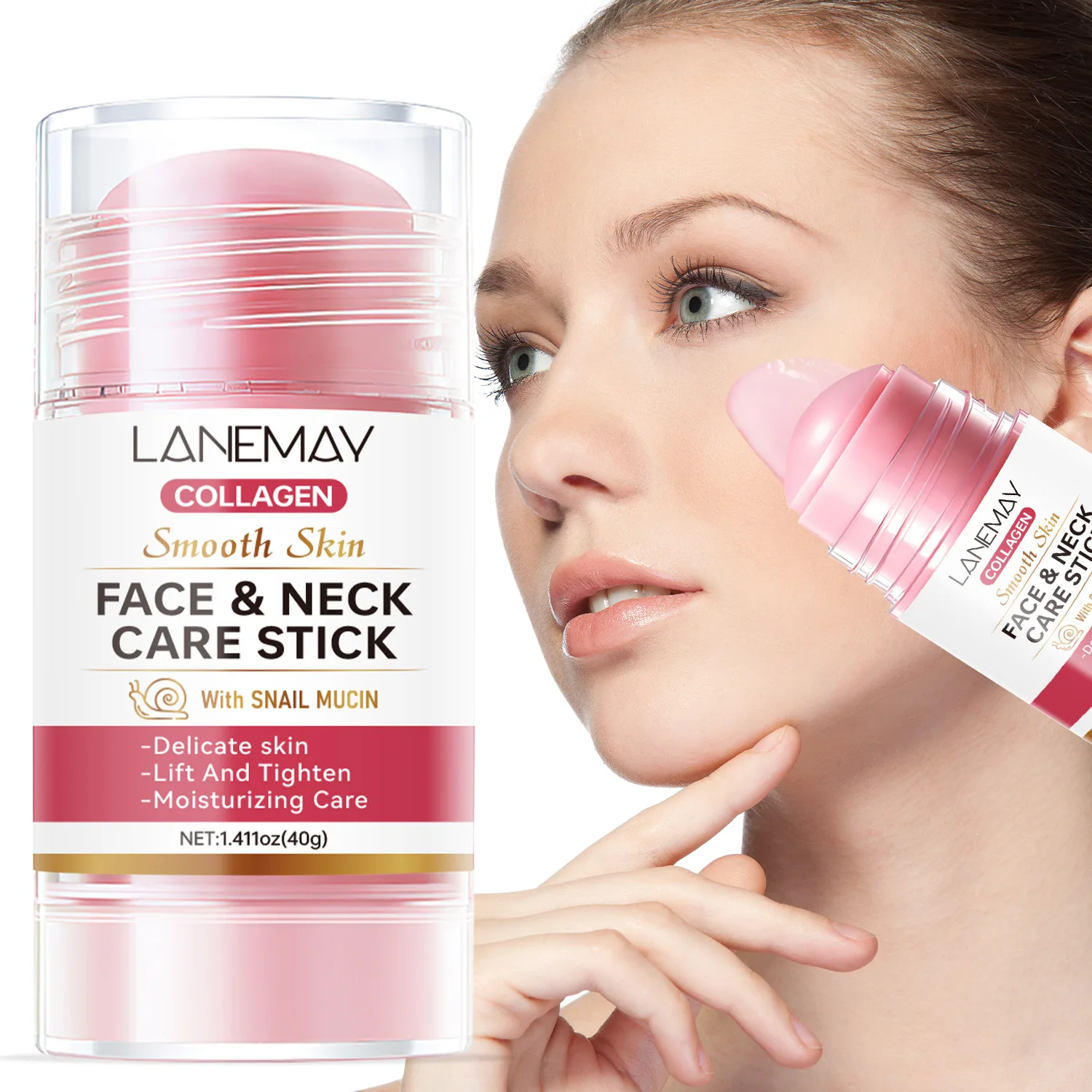 Collagen & Snail Mucin Face & Neck Care Stick - Smooth Skin, Lift & Tighten, Moisturizing Care - With Aloe Vera.