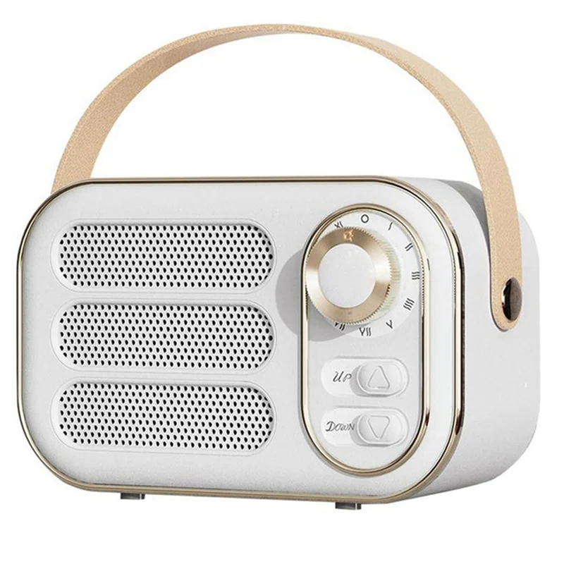 Retro ลําโพง 360 สเตอริโอบลูทูธมินิลําโพงวิทยุวินเทจตกแต่งบ้านกล่องเสียงสําหรับกลางแจ้งสีขาว