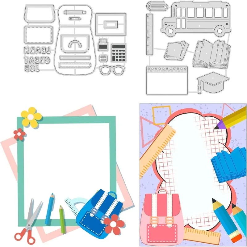 2 Stück Rucksack- und Schulbedarf, Metall-Stanzformen, Stanzungen für DIY Scrapbooking, Festival, Geburtstag, Hochzeit, Karten, Herstellung, Album