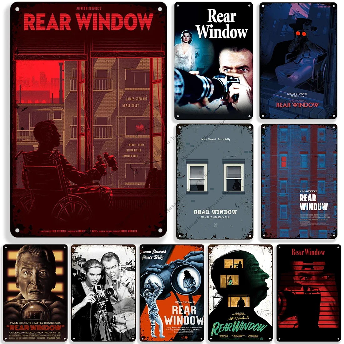 Classic Movie Rear Window Wall Plate Metal Tin Sign Retro Metal Plate Bar Cafe Metal Signs Wall Industrial Decor Plaque