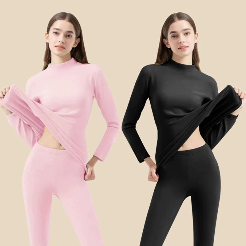 Thermal Underwear Women's Half Turtleneck Bottoming Shirt Thickened Winter Set