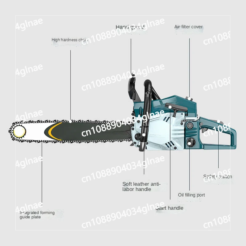 가정용 연료 절약형 가솔린 체인톱, 고출력 전기톱, 수목재배 절단기, 9900KW 78CC