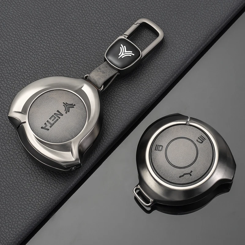 Car Alloy Smart Key Shell Key Bag Cover Fob Case For NETA S U X V L AYA GT N01 Key Ring Holder Auto Accessories