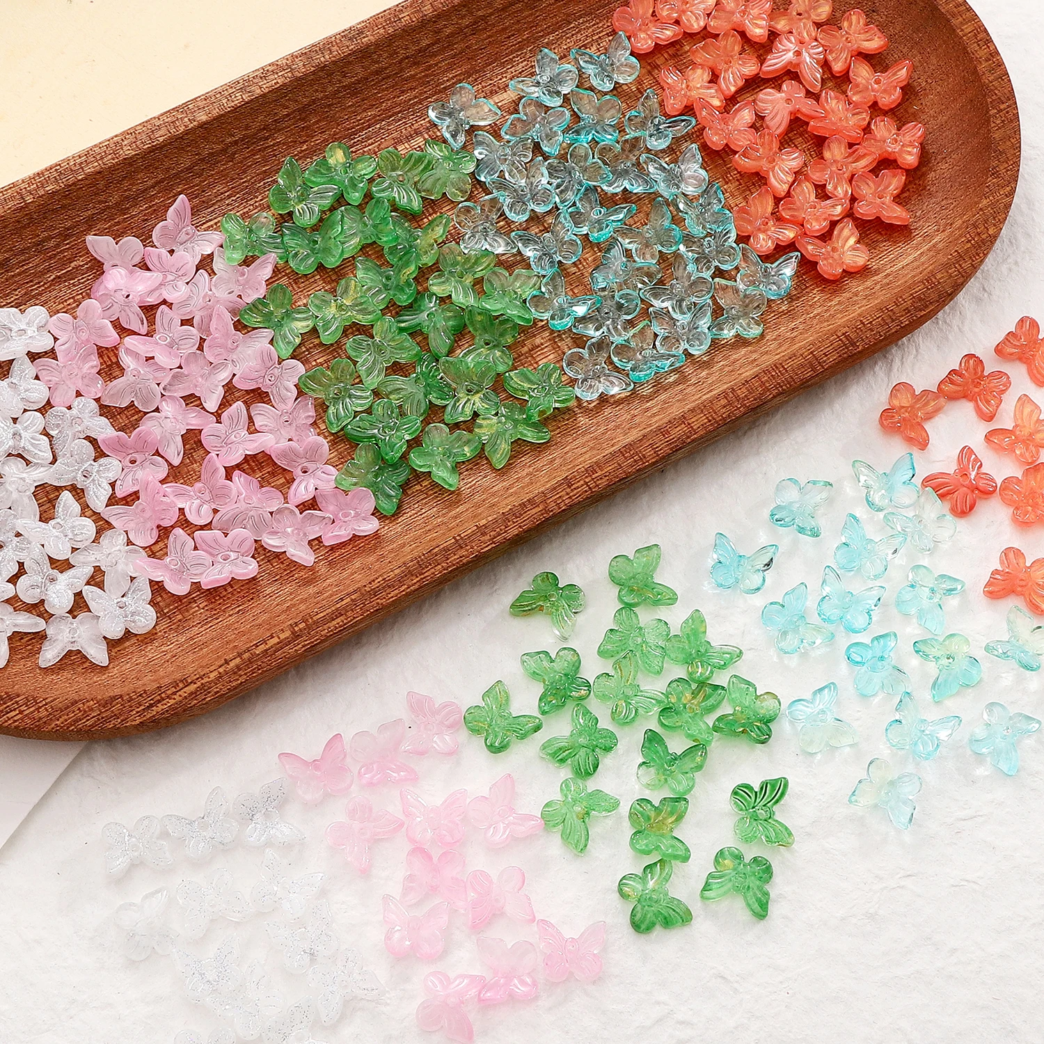 Multicolour 10Pcs 11x9.5mm Cute Butterfly Glass Beads Small Loose Spacer Beads For Necklace Bracelet DIY Jewelry Making Findings