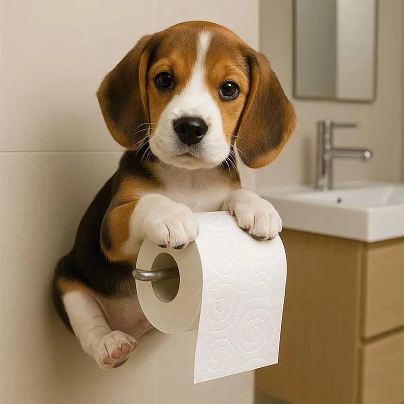 

1Pcs Toilet Paper Holder Funny Dogs Resin Animal Statue Bathroom Accessories Wall-mounted Cute Tissue Dispenser