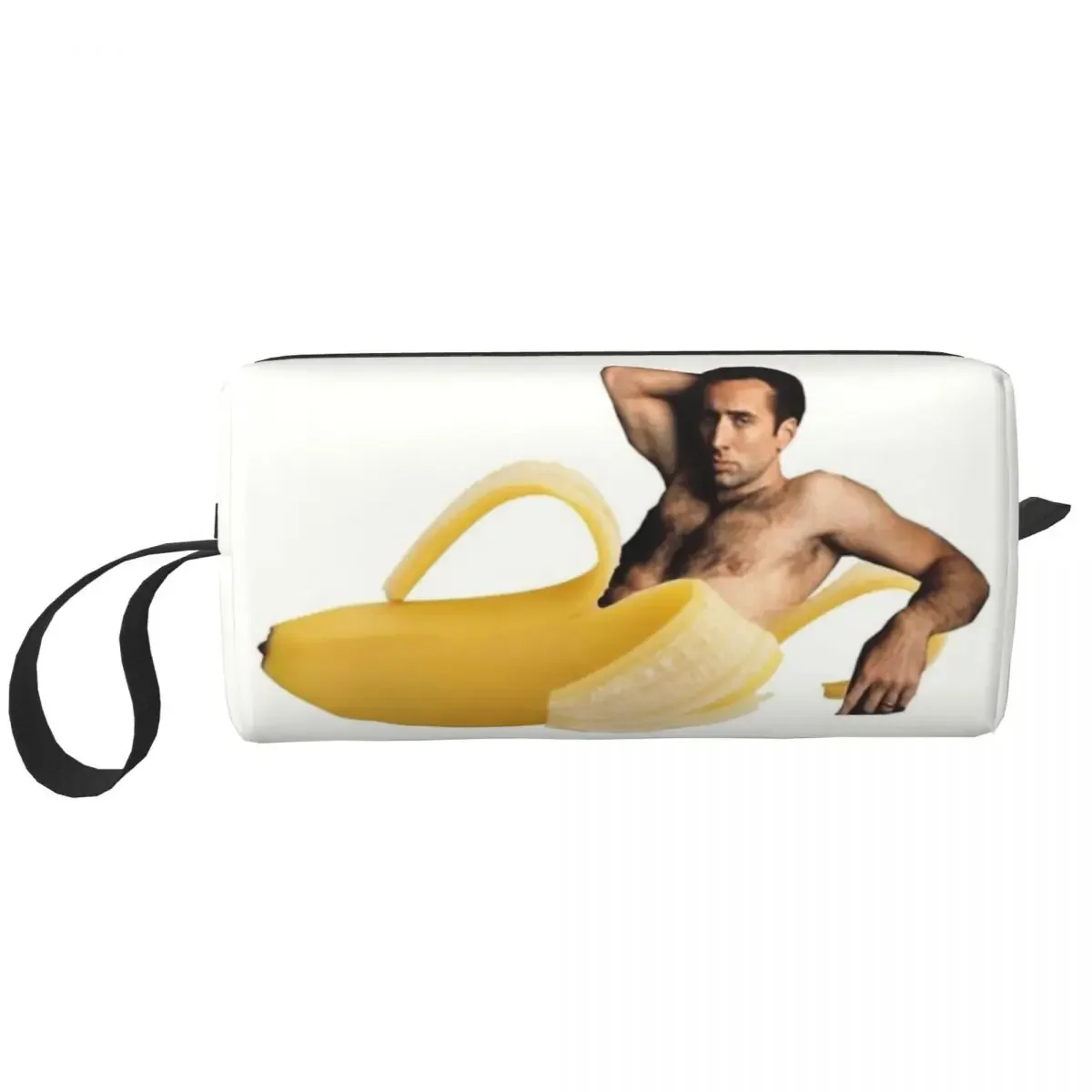 Travel Nicolas Cage In A Banana Toiletry Bag Portable Funny Meme Cosmetic Makeup Organizer for Women Beauty Storage Dopp Kit Box