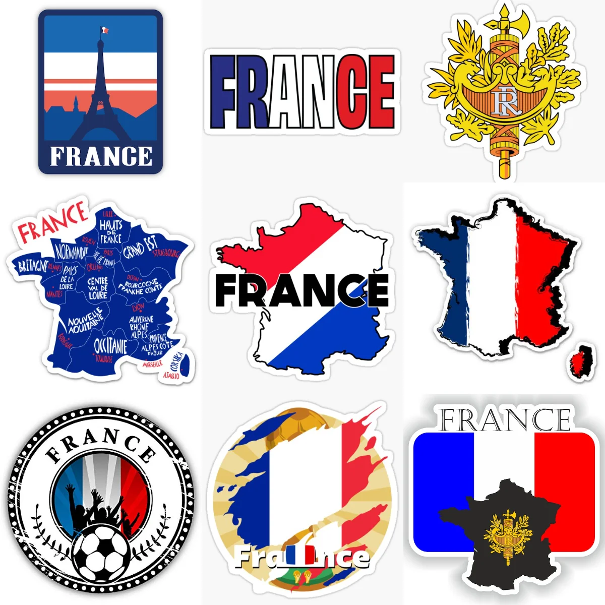 

F France flag map emblem creative personalized Stickers for car van motorcycle helmet window Fridge wall Decoration Accessories