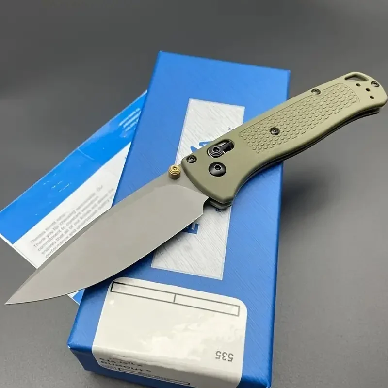 Folding BM 535 Blue/khaki Handle EDC Knife 440C Blade Nylon Fiber Handle Portable Hiking Camping Self-defense Hunting knife Tool