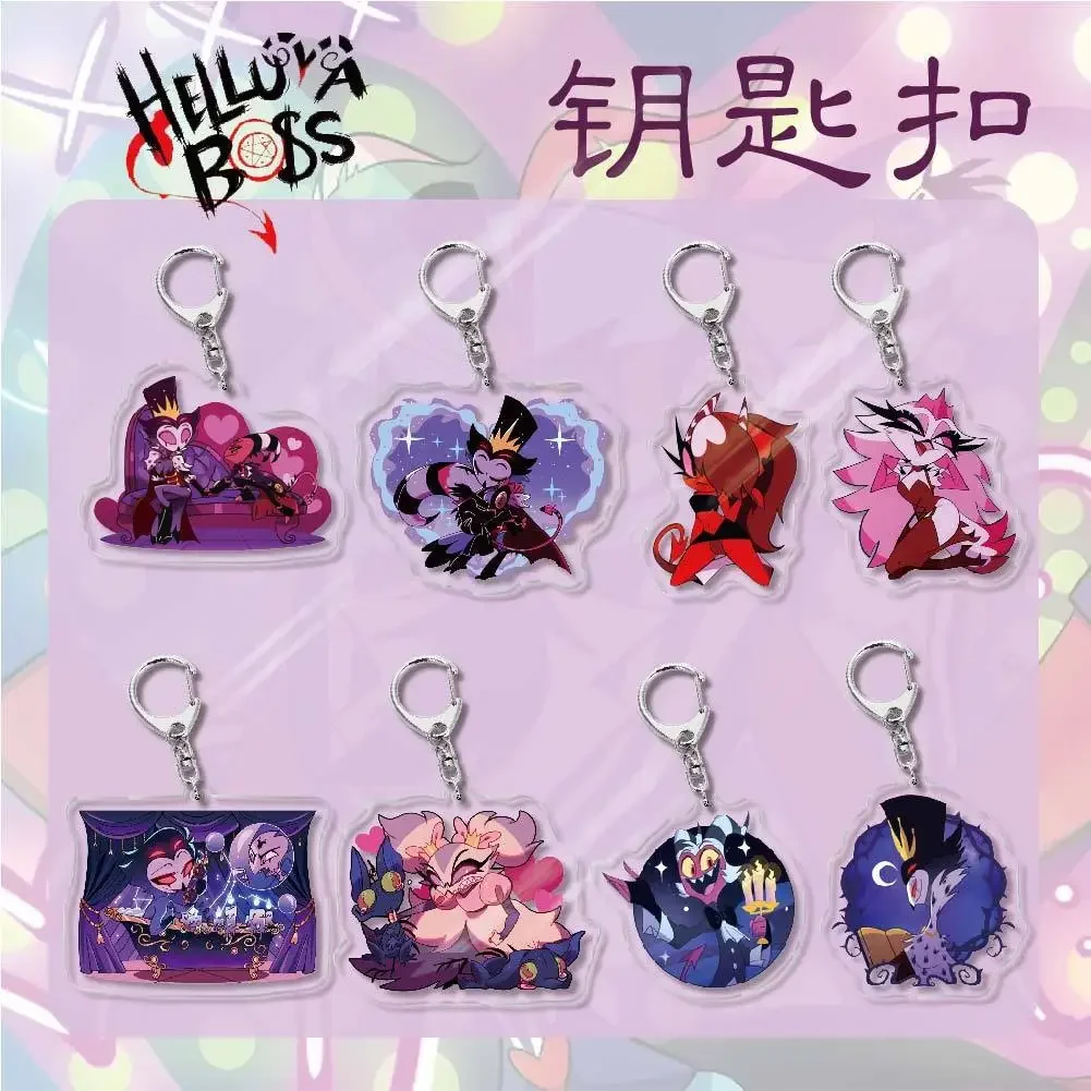 Helluva Boss Anime KeyChain Moxxie Blitzo Loona Men Key Chain for Women Fashion Creative Figure Acrylic Keyring Pendant Gifts