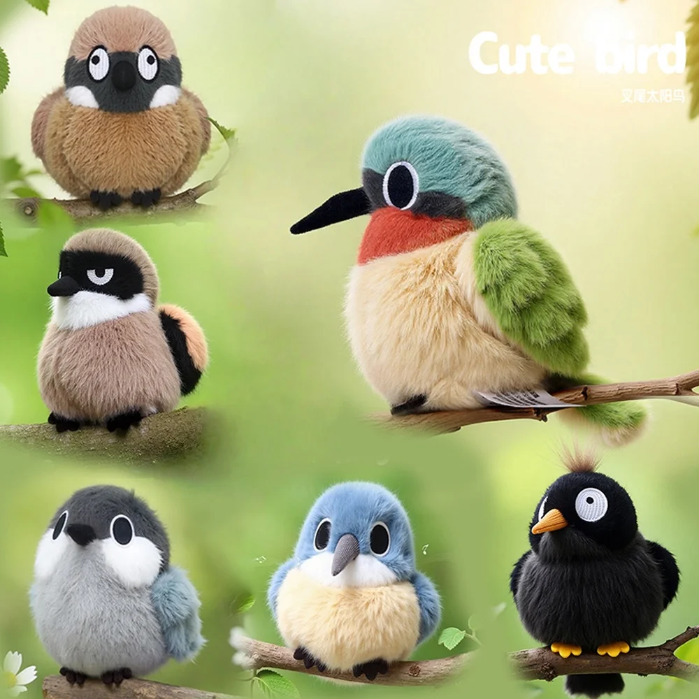 

11cm Mini Lifelike Kingfisher,Sparrow,Fork-tailed Sunbird,Myna Plush Toys Stuffed Fluffy Bird Soft Doll Kids Birthday Xmas Gifts