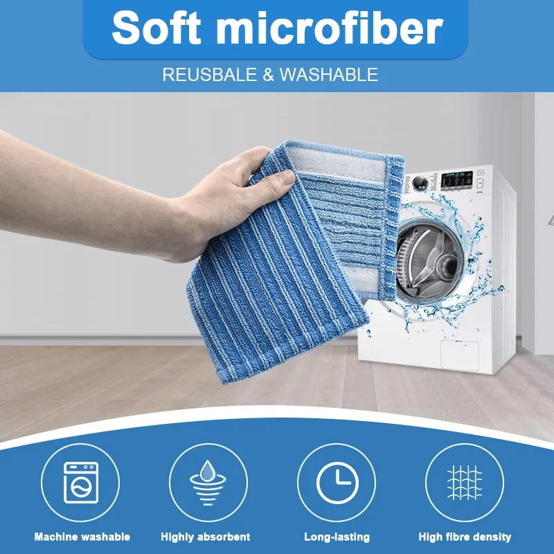 2PCS PowerPro Microfibre Pads for Philips XV1700/01 FC8063 6407 6409 6408 Reusable & Washable Mop Refills Home Cleaning Tool