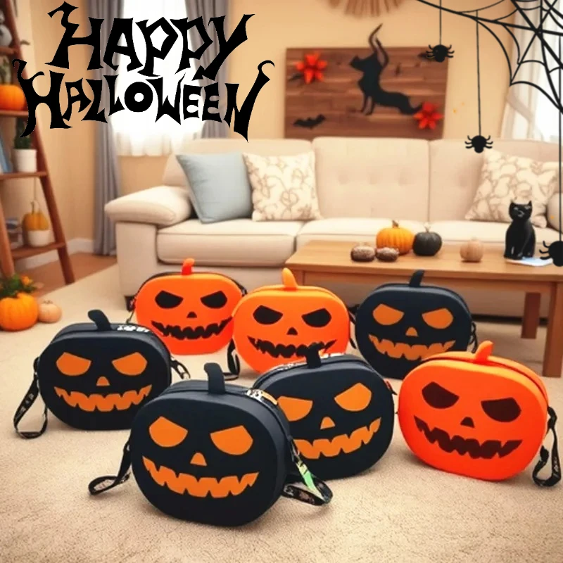 Halloween Waterproof Silicone Makeup Bag Ghost Pumpkin Funny Storage Cosmetic Travel Organizer Party Gift Set Cute Pouch