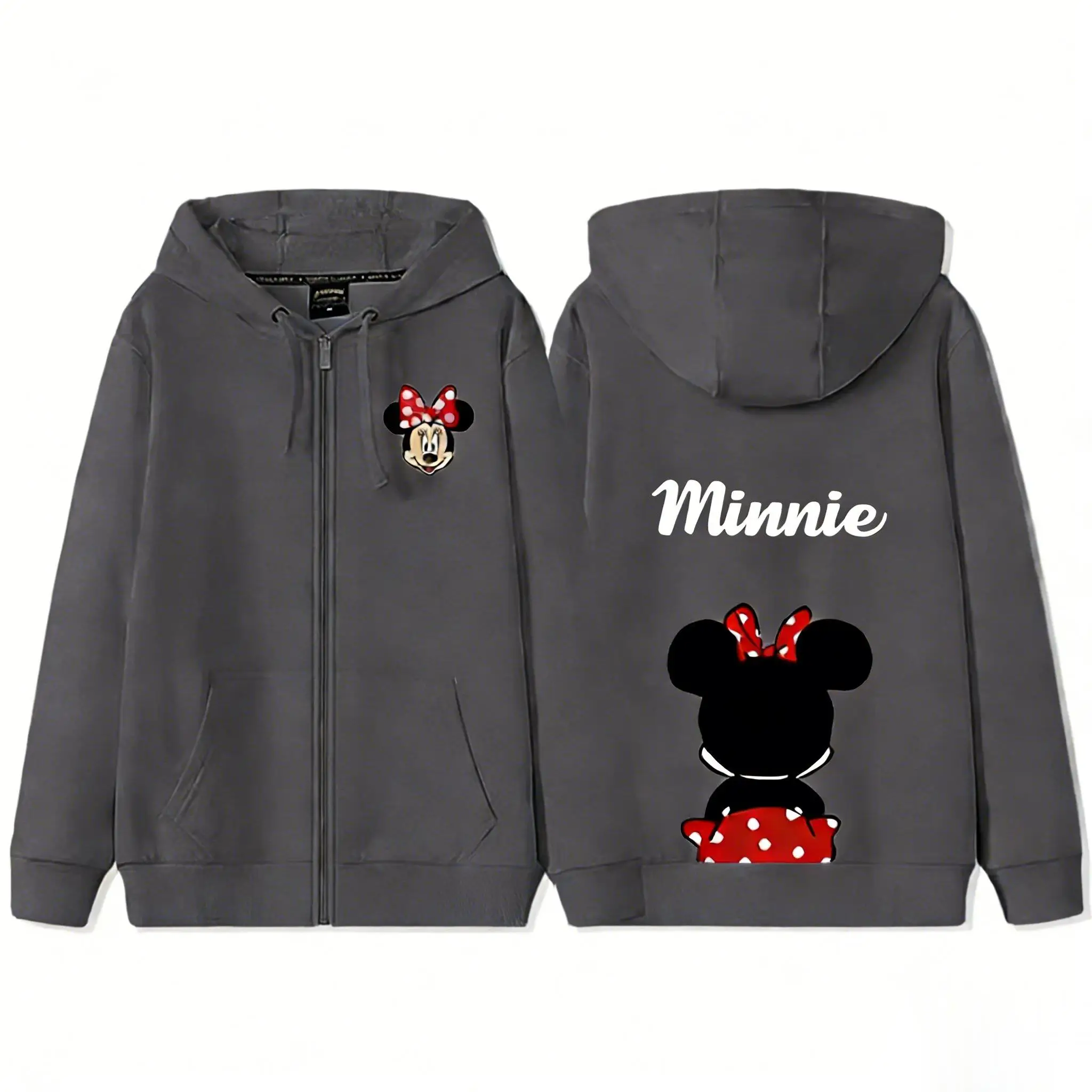 

Толстовка с капюшоном Disney Mickey Minnie на молнии, повседневная куртка для пар, мужская и женская хлопковая уличная одежда с принтом, пуловер с мультяшным рисунком, 2026 Y2k Tops