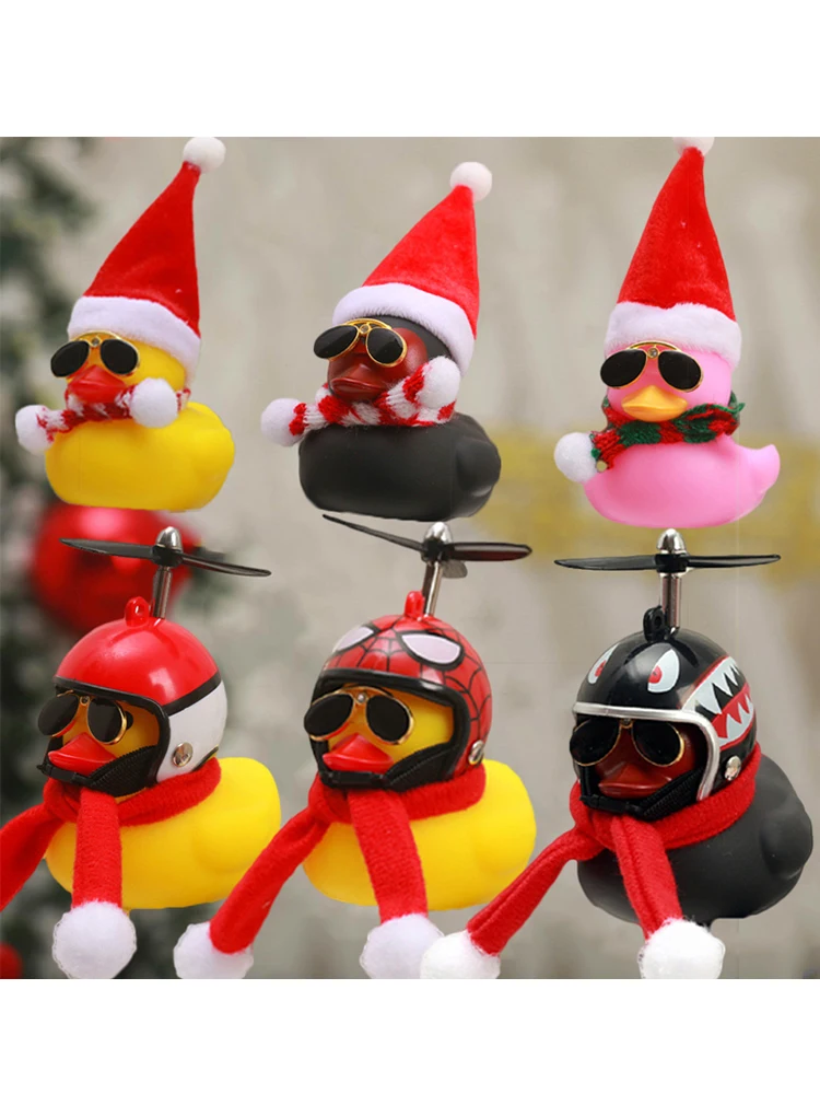 AliExpress UK ZUIMI Christmas Motorcycle Accessories with Propeller Helmet Broken Wind Rubber Duck Toy Car Bicycle Small