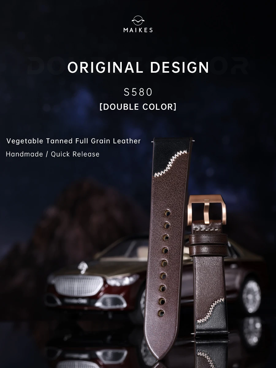 New Original Design Double Color Watch Strap, Quick Release, Full Grain Leather Watch bands, Accessories, 20mm, 21mm, 22mm