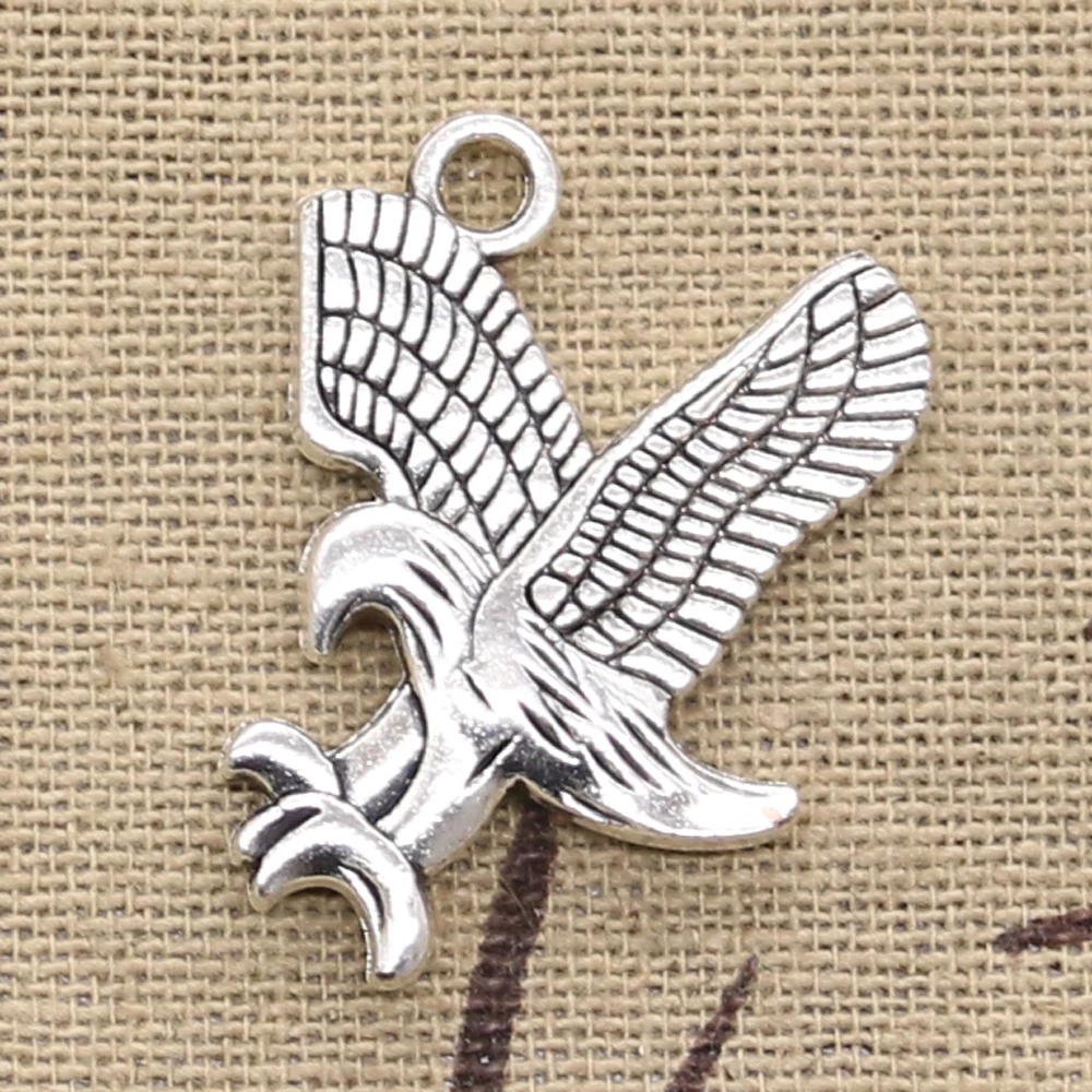 8pcs Charms Hawk Eagle Hunting 29x24mm Antique Silver Color Pendants DIY Crafts Making Findings Handmade Tibetan Jewelry