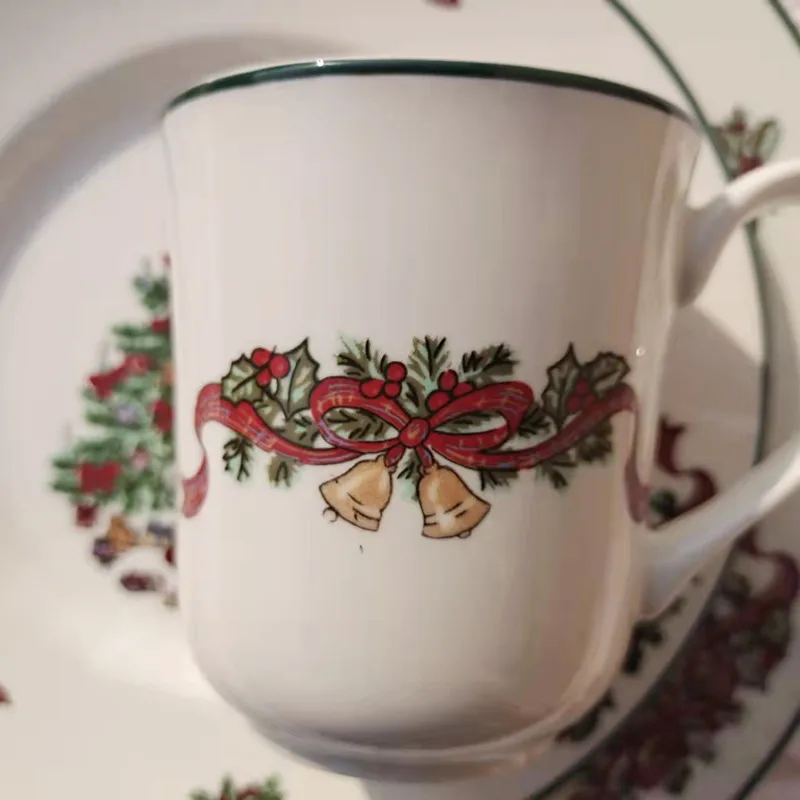 Ceramic Tableware Christmas Tree Series Large Plate Small Kit Mug Set