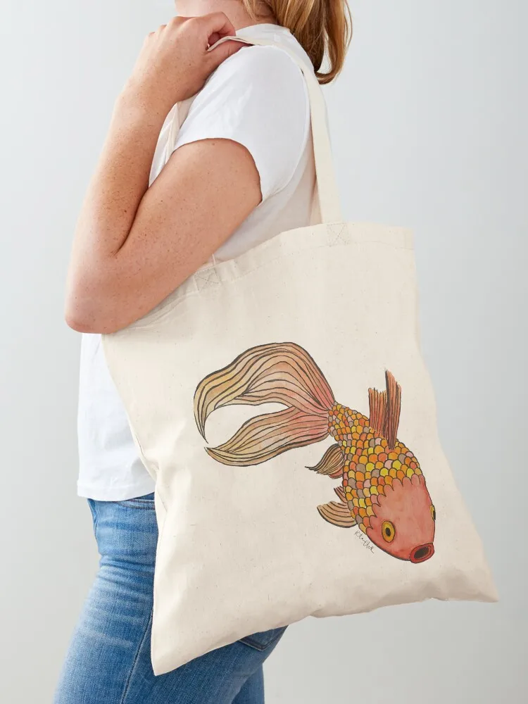 Goldfish watercolor Tote Bag shopper bag woman Eco bag for beach Canvas Tote