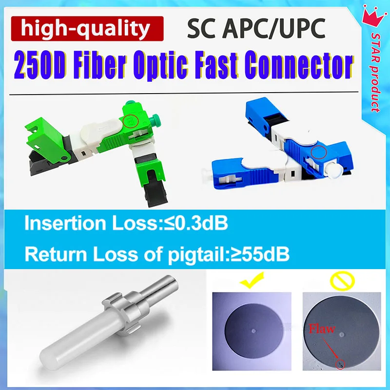 

100PCS New ESC250D Optical Fiber Fast Connector SC/APC SM Single Mode SC/UPC Fiber Optic Quick Connector FTTH Optical Tool