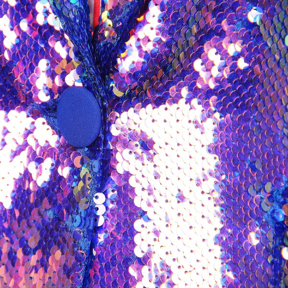 Fashion Stage Sequin Colorful Polo Collar Single Button Long Sleeve Slim Fit Shiny Costume Outerwear Women Purple Blazer 2025
